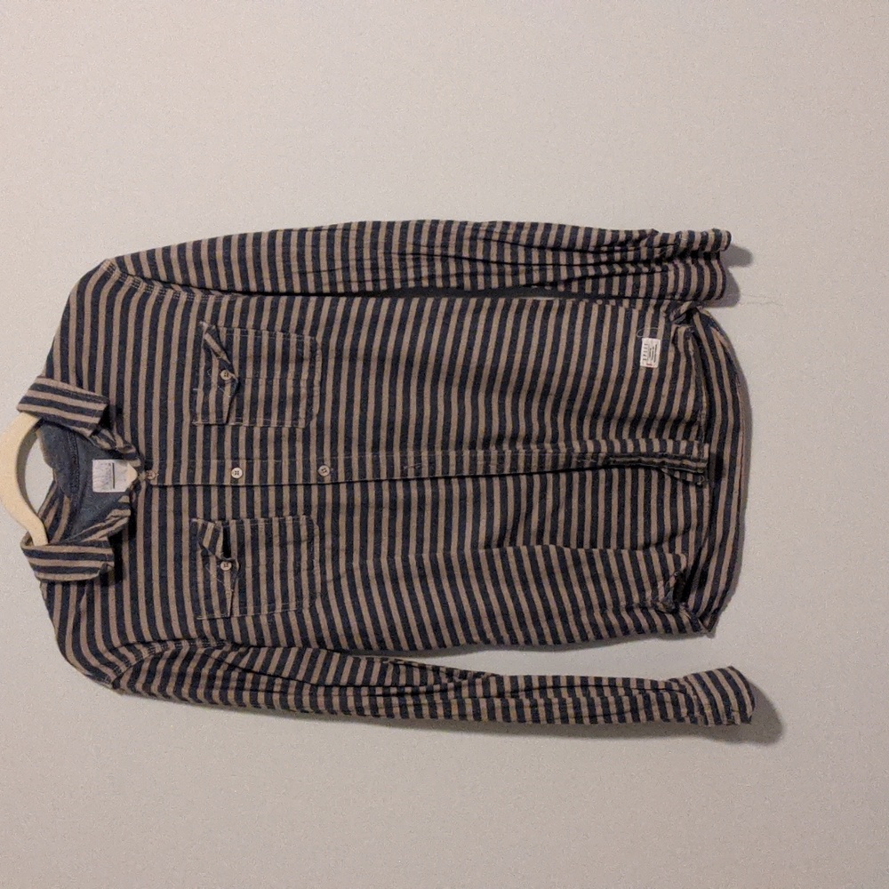 Striped flannel button-down shirt, slim medium